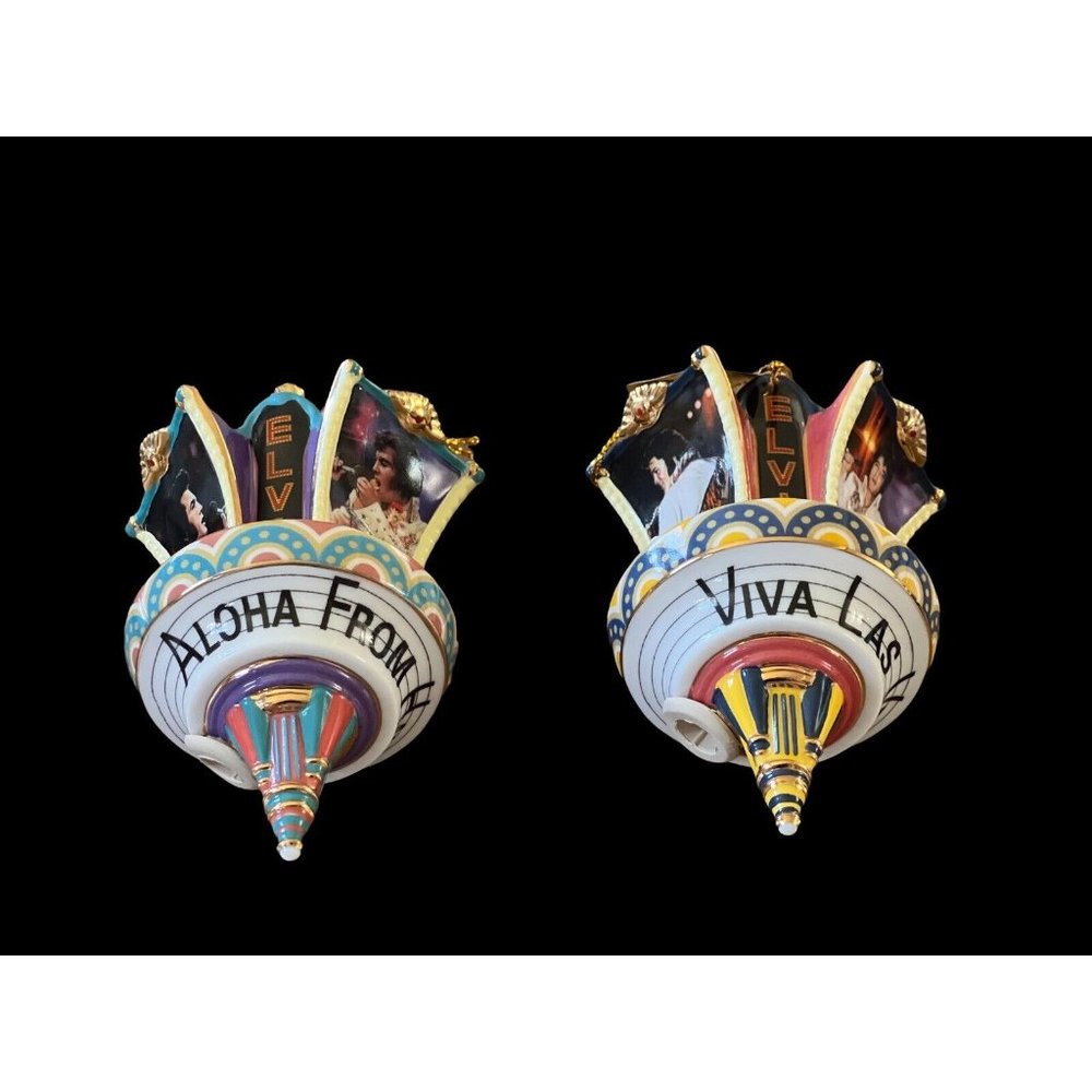 Bradford Exchange Set1 Elvis Presley Ornaments Pair 99401.Marquee Magic 2003